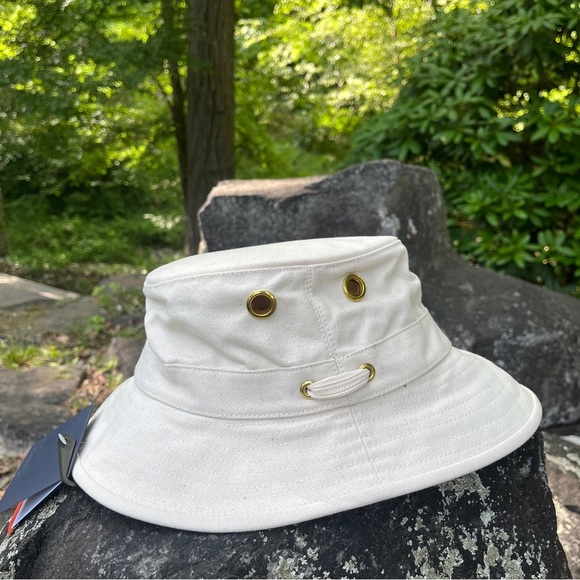 Tilley ICON T1 buck hat UPF50+ sun protection ties on floats cotton Sz M 7 1/8 - Picture 10 of 14